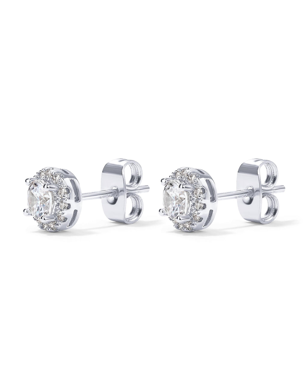 PAVOI 925 Sterling Silver Stud Earrings, White Gold, Size 7.5 Millimeters
