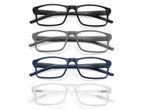 MODFANS Reading Glasses Men Readers 4 Pack,Blue Light Blocking Reading Glasses Anti Glare/Eye Strain Filter UV,Rectangular Unisex Lightweight Frame Comfortable Spring Hinge Eyeglasses 1.75