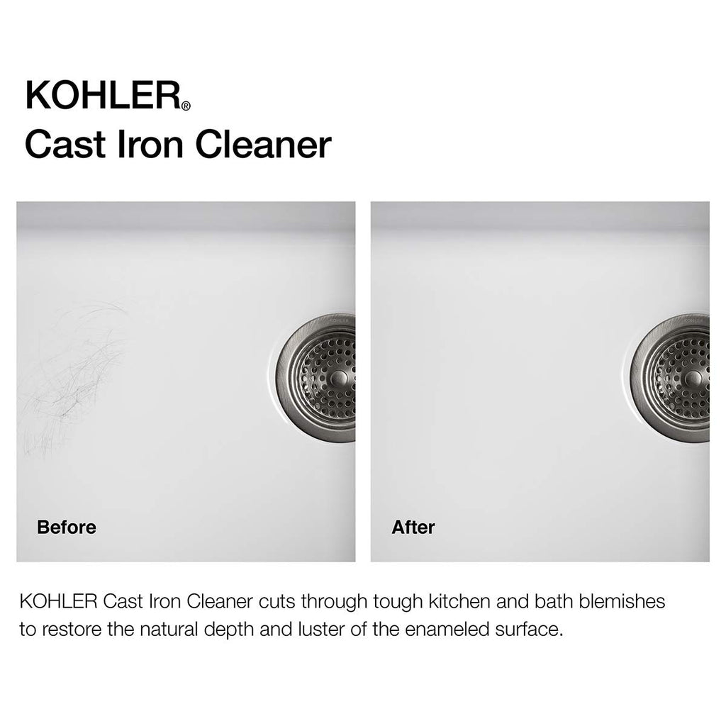 KOHLER K-23725-NA Cast Iron Cleaner, For Kitchen and Bathroom, 8 oz Bottle, Nonabrasive Cream-based Cleaner (Pack of 2)