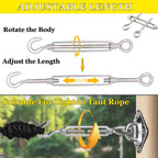Turnbuckle Lsqurel 10PCS 304 Stainless Steel Turnbuckle Hook and Eye Heavy Duty M4 M6 M8 M10 Tensioner Adjustable Shade Sail Hardware for Tightening up Metal Cable Wire 5/32 1/4 5/16 3/8