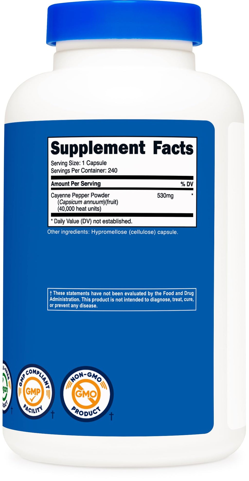 Nutricost Cayenne Pepper 530mg, 240 Capsules - 40,000 Heat Units, Gluten Free, Non-GMO