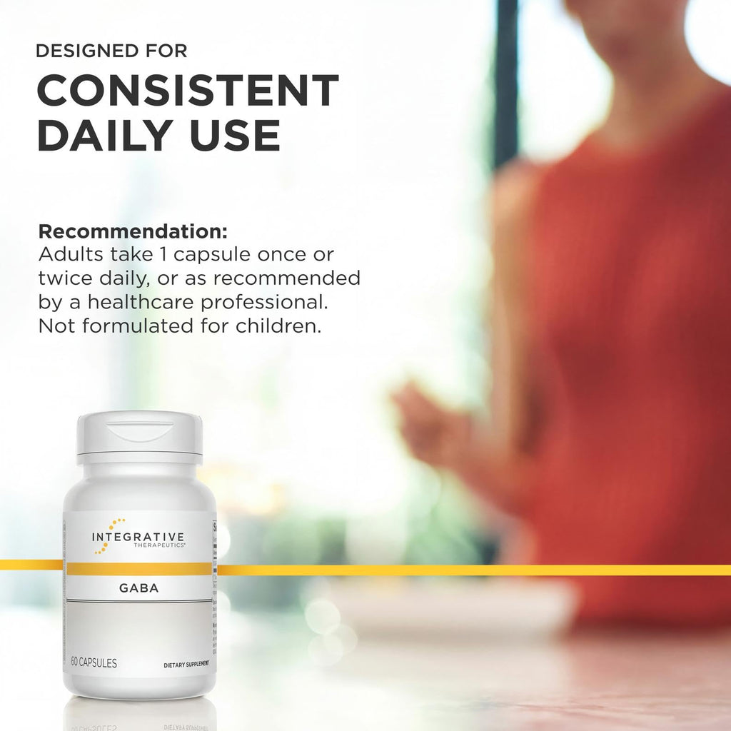 Integrative Therapeutics GABA - Brain Health Supplement that Supports Nerve Cell Function* - Support Neurochemical Balance & Neurotransmitter Production* - Dairy-Free - 60 Capsules (60 Servings)