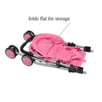 The New York Doll Collection My First Doll Stroller with Basket, Foldable Doll Stroller (Pink Quilted)