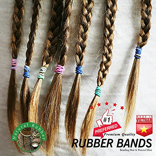 1 LB Rubber Bands Hair Band Soft Elastic Hair Accessories Braid Mini Hair Ties Stretchy Hair Ties No Damage Rubber Bands for Hair Made in Vietnam (Natural)