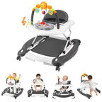 RefoereBabe Baby Walker with Wheels, 5 in 1 Baby Walkers for Boys Girls 6-12 Months, Foldable Walker Baby with Bouncer & Feeding Tray, Music, Adjustable Heights