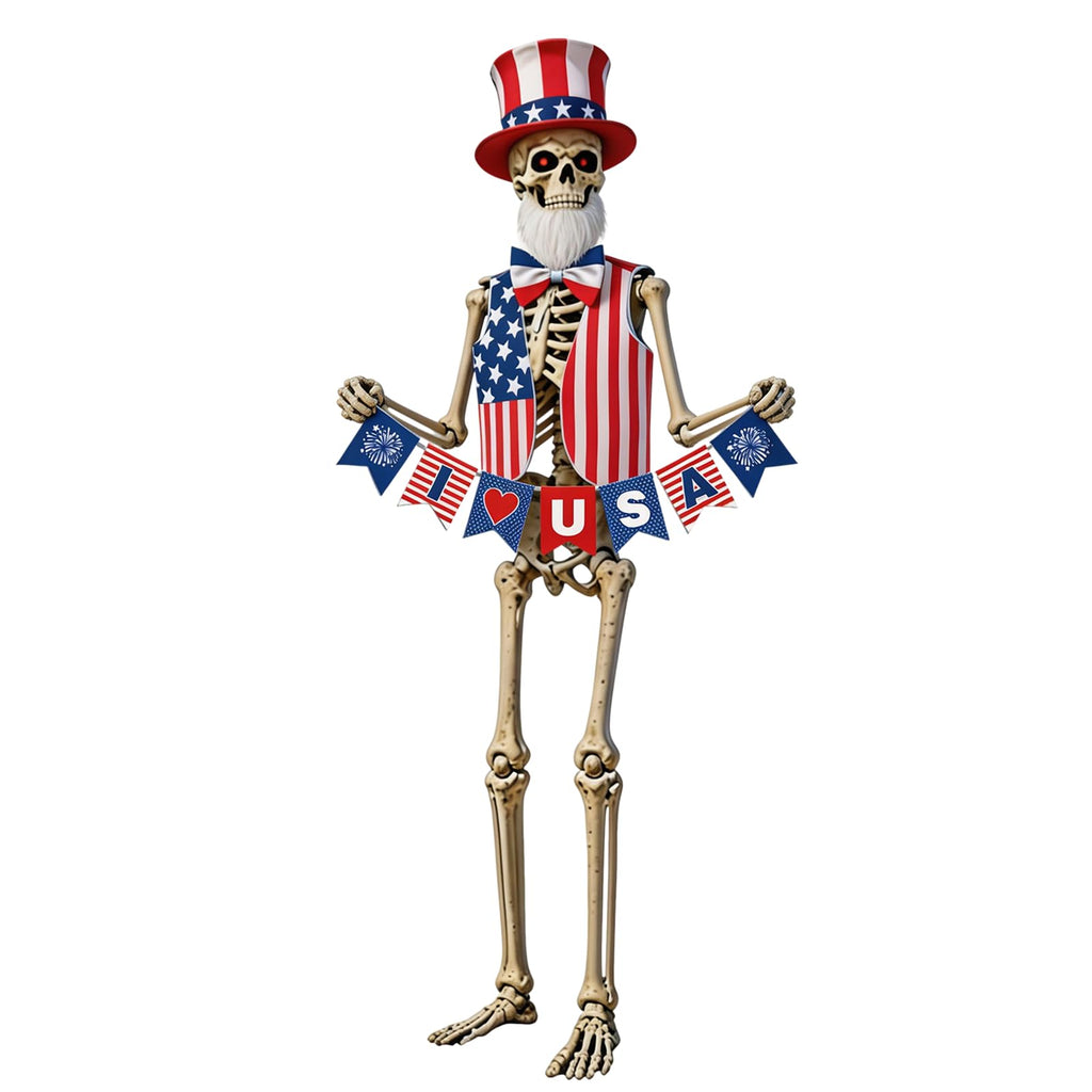 6 Pcs 250th Anniversary 12 Ft Skeleton Costume USA Skeleton Cloth Accessory