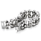 COOLSTEELANDBEYOND Men's Stainless Steel Bike Chain Link Bracelet with Fold Over Clasp, Chunky Motorcycle Chain, Biker Punk Jewelry Gift