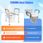 Toilet Seat Riser for Seniors, FSA HSA Eligible Raised Toilet Seat with Handles, 8-Level Height & 3-Level Width Adjustment, Fits Most Body Sizes and Toilets, for Pregnant & Disabled