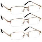 TruVision Readers 3 Pk - Gold Metal Frames and Clear Acrylic Lenses 3.25