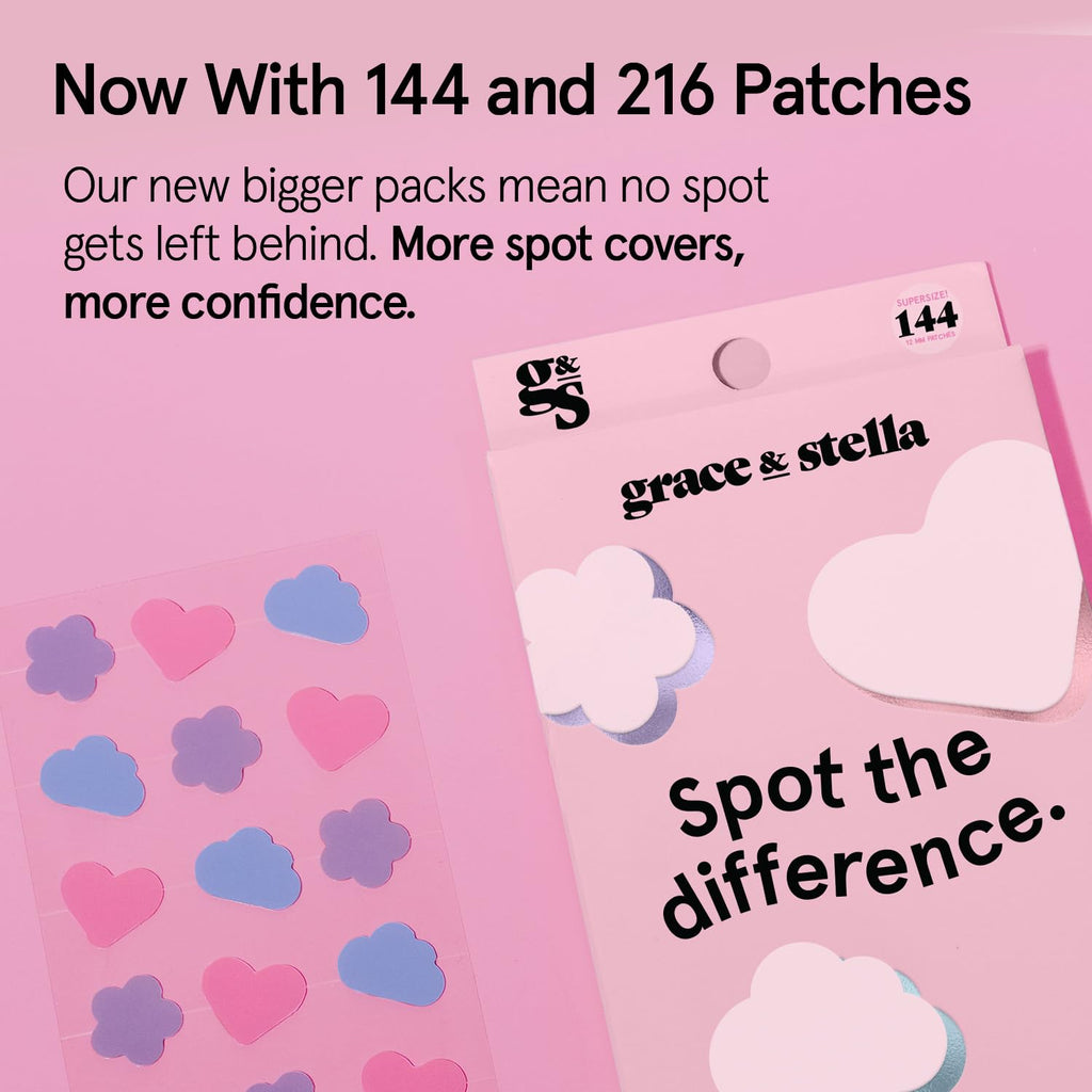 grace & stella Award Winning Pimple Patches for Face - Dermatologist Tested Acne Patches - Hydrocolloid Patch for Breakouts, Whiteheads - Vegan Acne Spot Treatment for Face (Hearts, 216 Pack)