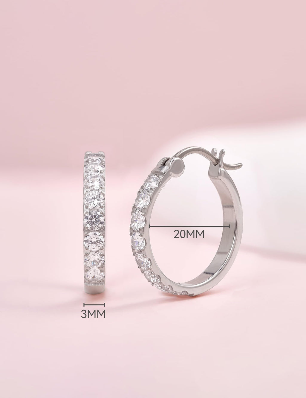 Limerencia G23 Pure Titanium Hypoallergenic Hoop Earrings, F136 Titanium Huggie Studs for Women Sensitive Ears (20 mm hoop silver)