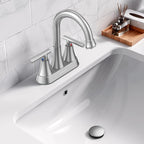 Bathroom Sink Drain with Overflow, Hurran Universal Bathroom Sink Stopper for Bathroom Vanity Vessel Sink, Plastic Pop-up Sink Drain with Hair Catcher Anti-Clog Strainer, 2 Pack, Brushed Nickel
