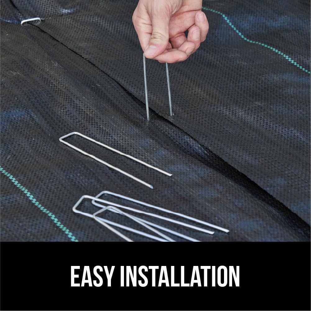 GORILLA GRIP Premium Landscape Staples 200 Pack 6 Inch, Heavy Duty 11 Gauge Galvanized Steel Garden Stakes, Sharp Rust Resistant Landscaping Pins, Lawn Anchors Weed Barrier Fabric, Sod, Irrigation