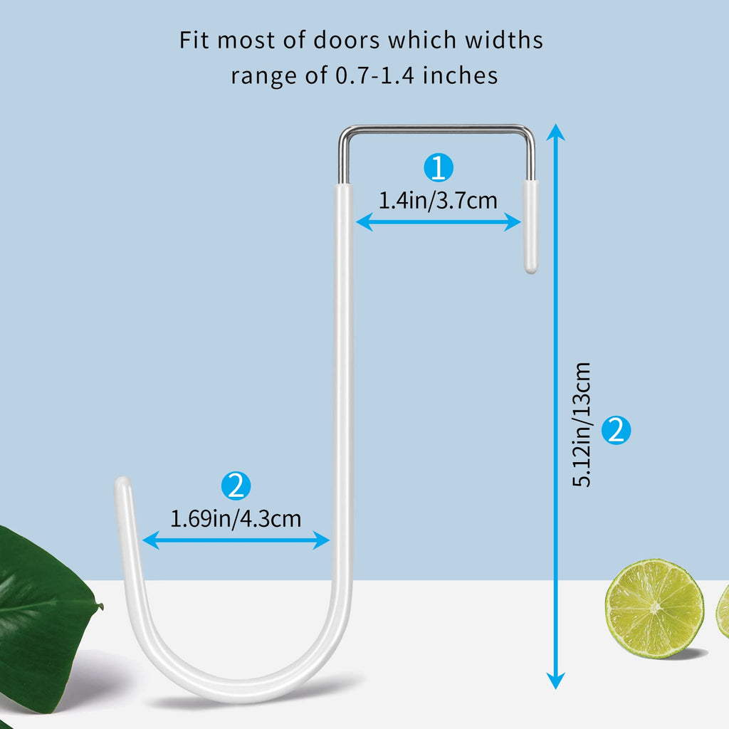 FYY Over the Door Hooks, Single-Hanger 4 Pack, Fits Doors 1 3/8" White