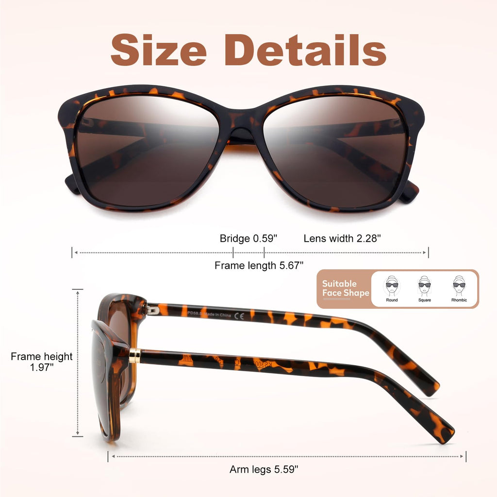 SKYOLUY Premium Bifocal Reading Sunglasses for Women, Retro Cateye Sun Readers UV400 Protection, Classic Shades Black & Tortoise (1 Black & 1 Tortoise, 2.00)