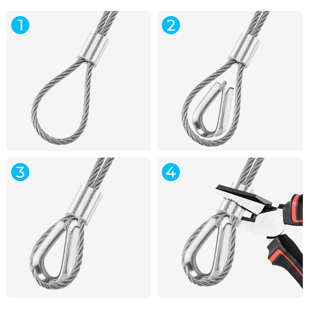 1/16 inch Wire Rope,328FT Wire Cable,Stainless Steel Cable, Aircraft Cable, Steel Wire, 7x7 with Crimping Sleeves,