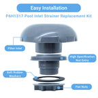 P6H1317 Pool Inlet Strainer Replacement Kit Compatible with Intex, Bestway, Coleman Above Ground Pools - Threaded Inlet Valve Filter Attachment for 1.5” (33mm) Pool Fittings
