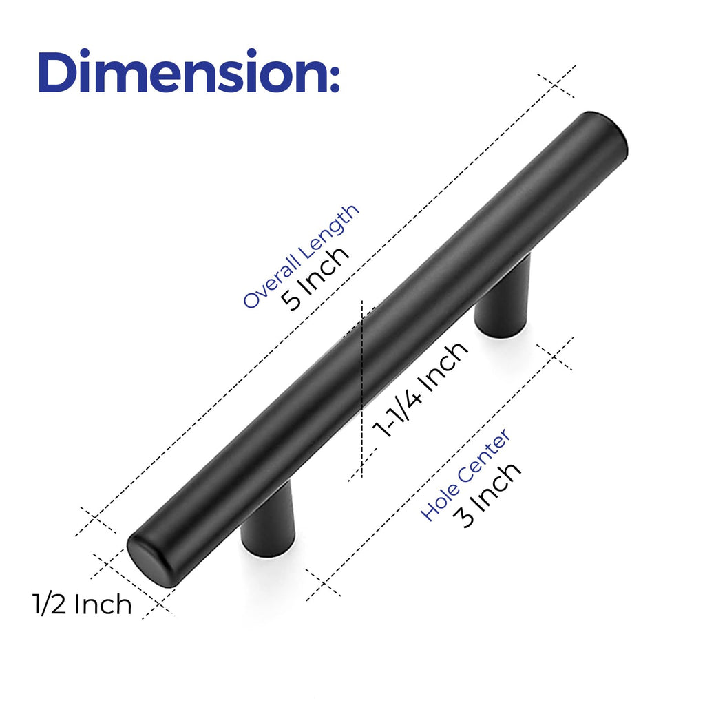 Ravinte 45 Pack | 5'' Cabinet Pulls Matte Black Stainless Steel Kitchen Drawer Pulls Cupboard Pulls Cabinet Handles 5”Length with 3” Hole Center