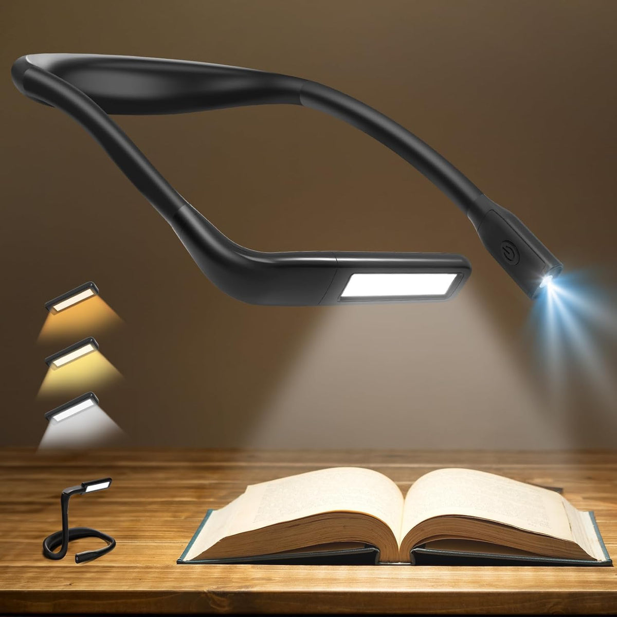 EastPin Reading Light, Rechargeable Neck Light, Stepless Dimming Book Light