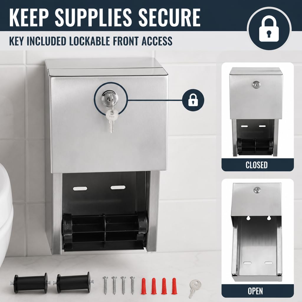 Stylever Commercial Toilet Paper Dispenser - Double Roll Holder