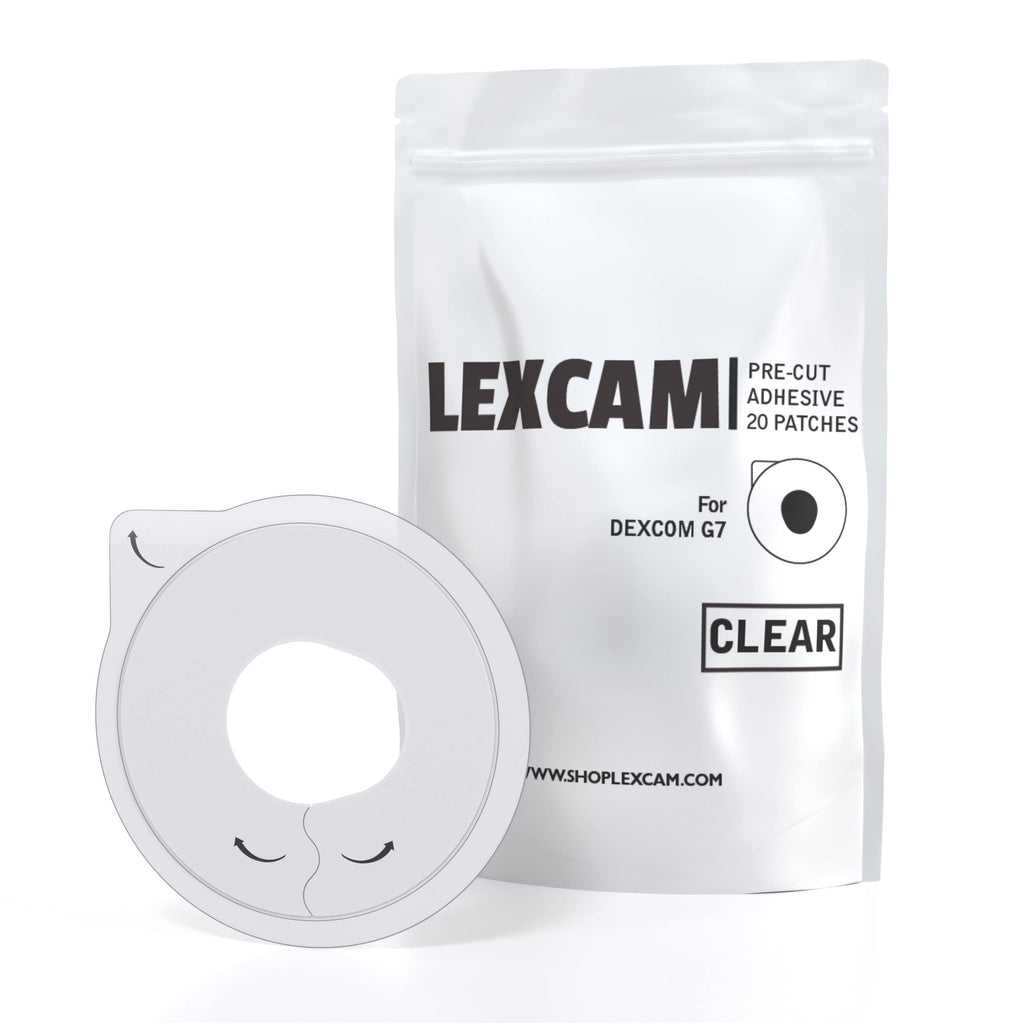 Lexcam Adhesive Patches Pre-Cut for Dexcom G7 & Stelo, Pack of 20 Patches, Waterproof, Transparent Overpatches for Continuous Glucose Monitoring, Sensor is NOT Included