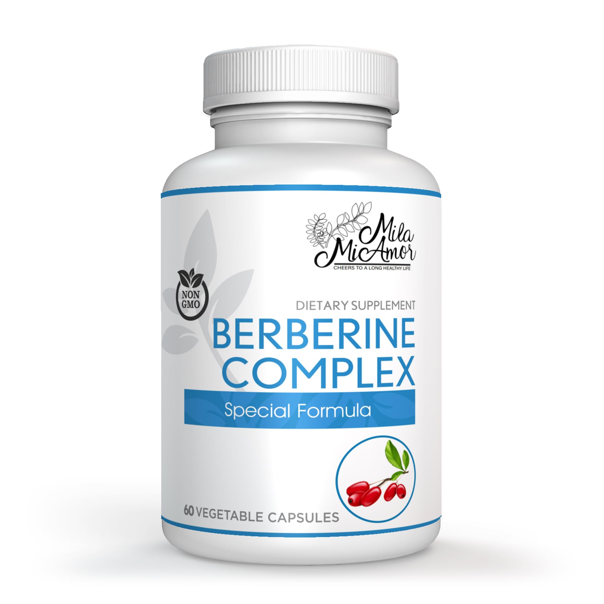 Mila Miamor Berberine Complex HCL 500mg - Special Berberine Supplement with Melon Fruit & Banaba Leaf - Non-GMO, Made in USA - Heart, Cognitive & Gastrointestinal Health - 60 Capsules