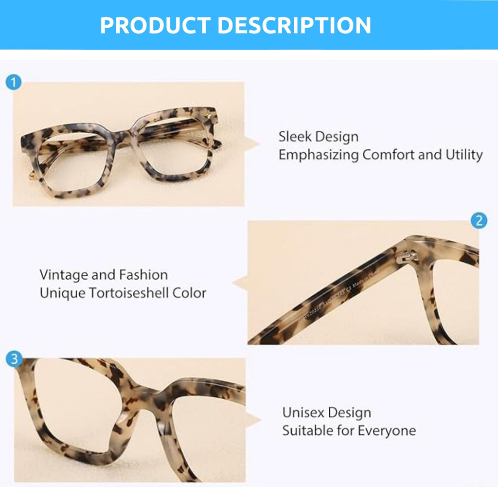 Firmoo Oversized Blue Light Glasses for Women Men Large Frame Anti Eyestrain & UV Protection Computer Gaming Blue Blocker Eyeglasses(Pattern)
