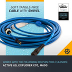 Dolphin Genuine Replacement Part — Durable 60 FT Blue Cable with Swivel for Tangle-Free Operation with Bluetooth/Wi-Fi Models — 9995899-DIY