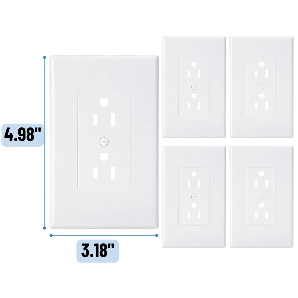 Bates- 1-Gang Duplex Wall Plate, 3.18"x 4.98", 20 Pack White