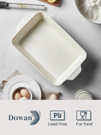 DOWAN 9x13-inch Baking Dish, Deep Casserole Dishes for Oven, Lasagna Pan Deep,135 oz Ceramic Baking Pan with Handles, Oven Safe for Baking, Home Decor Gift, Blue