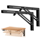 Ravinte 2 Pack 16 Inch Folding Shelf Brackets – Matte Black, Heavy Duty Collapsible Brackets for Tables and Benches – Space-Saving Design