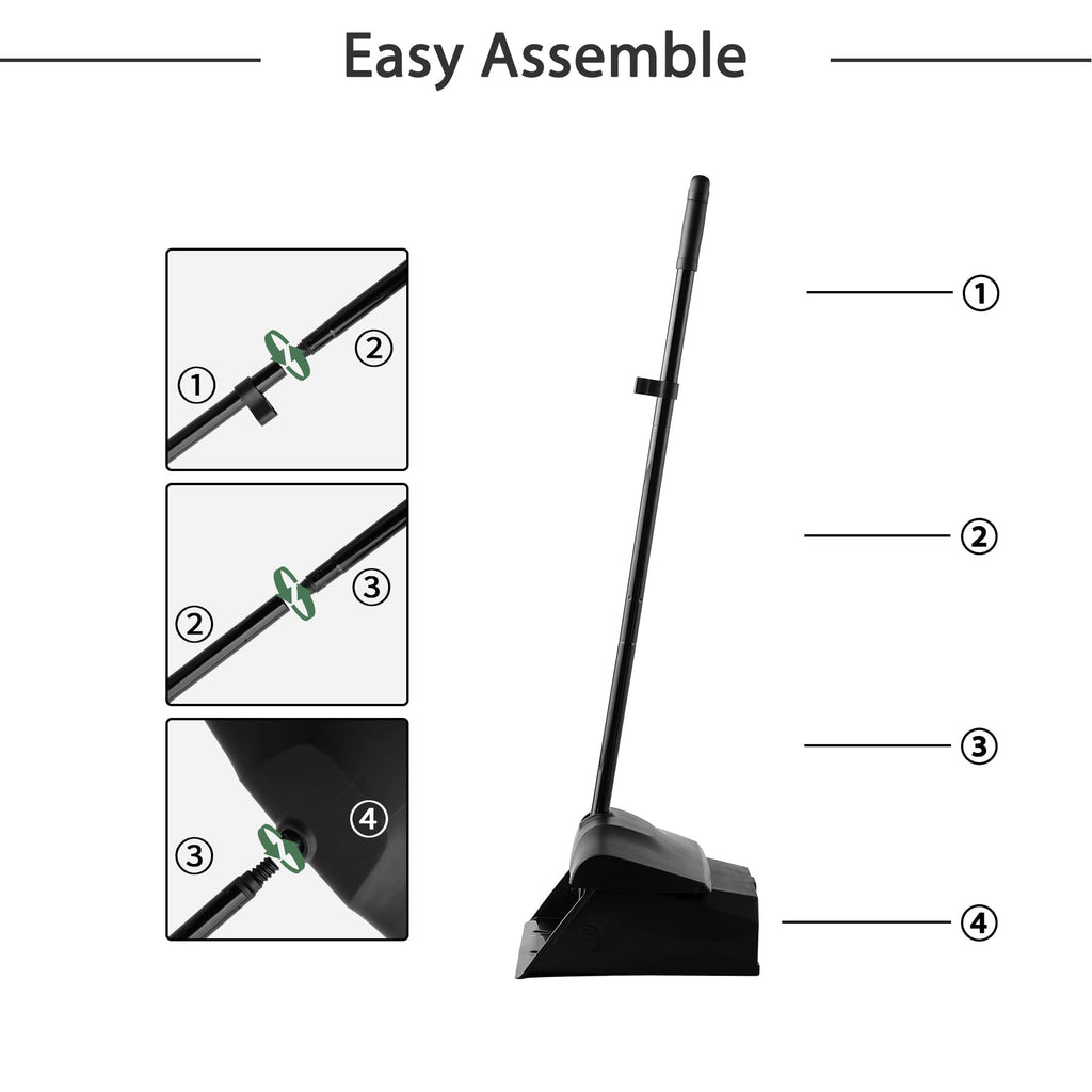 Eyliden Heavy-Duty Commercial Broom and Dustpan Set, Windproof Lid