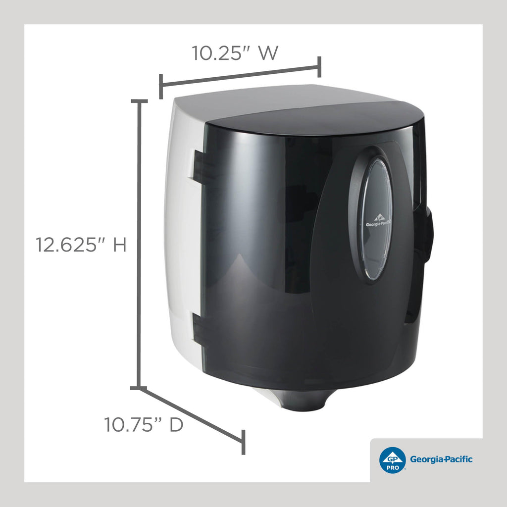 Universal Centerpull Paper Towel and Wiper Dispenser by GP PRO (Georgia-Pacific), Black, 54050, 10.25” W x 10.75” D x 12.625” H, 1 Dispenser