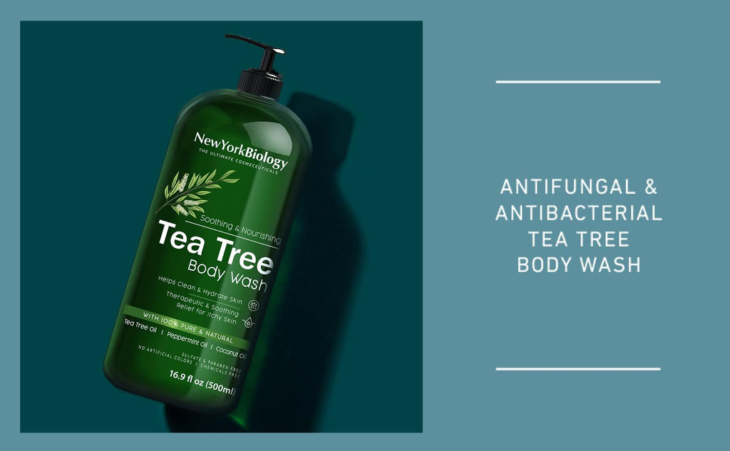 New York Biology Tea Tree Body Wash for Men and Women - Moisturizing Body Wash Helps Soothe the Skin - Refreshing and Hydrating Cleanser for Body and Feet - 16.9 Fl Oz (Pack of 2)