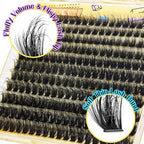 ALICE Fluffy Volume Lash Clusters Kit Lash Extension Kit Thick 3D Wispy DIY Eyelash Extension Kit with 220Pcs Mink Look Individual Lashes, Lash Bond and Remover,Tweezers(10-16mm,0.05D, D Curl)