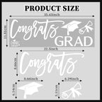 Congrats Grad Decal Sign for Balloon Arch - Graduation Decar for Grad Party, Class of 2026 Grad Party Graduation Event Planner Vinyl Decal (White)