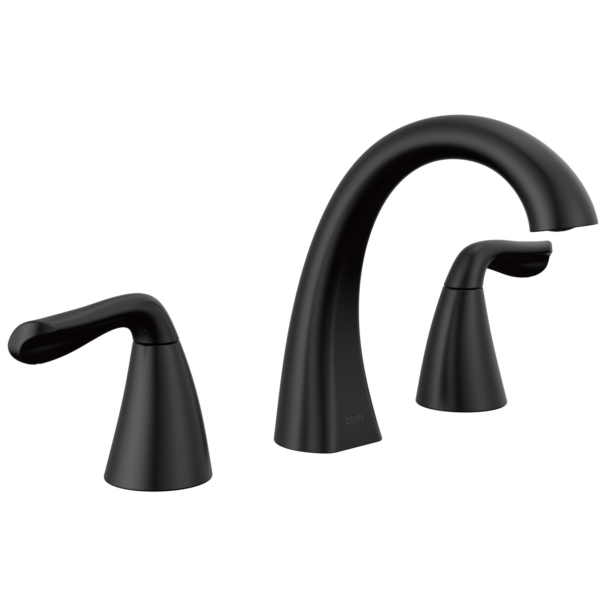 Delta Arvo Matte Black Bathroom Faucet 3 Hole, 8 Inch Widespread Bathroom Sink Faucet for Vanity, Push-Pop Drain Assembly, Matte Black 35840LF-BL