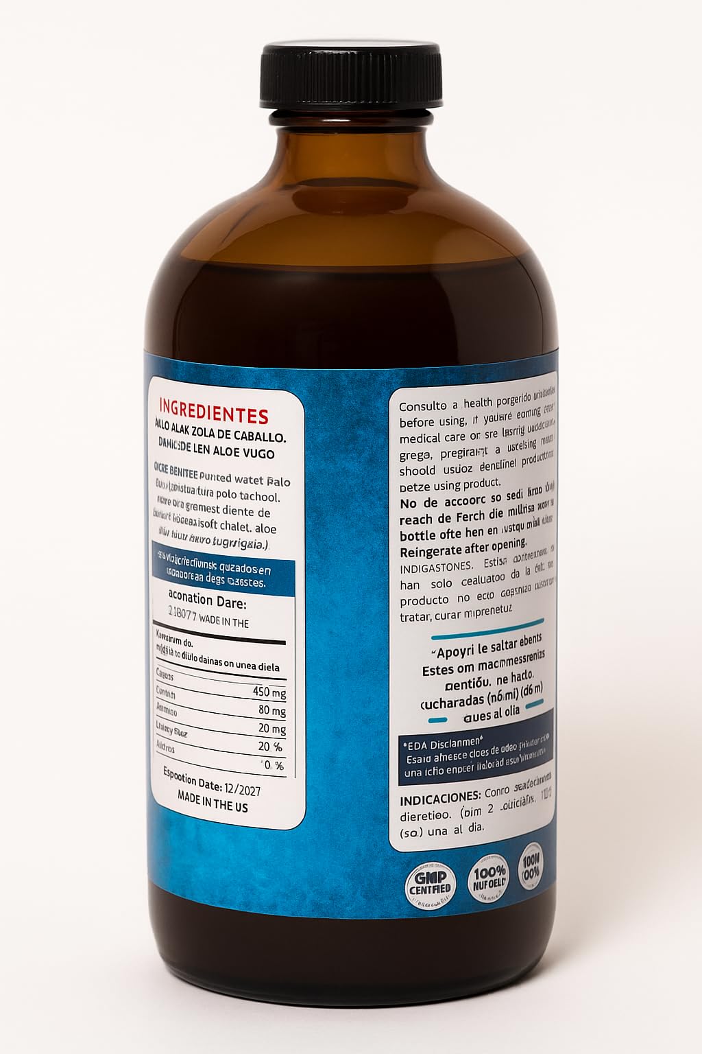 Palo Azul Herbal Tonic Supplement Kidneywood (Blue Stick) Reforzado 900ML Ancient Herbal Tonic