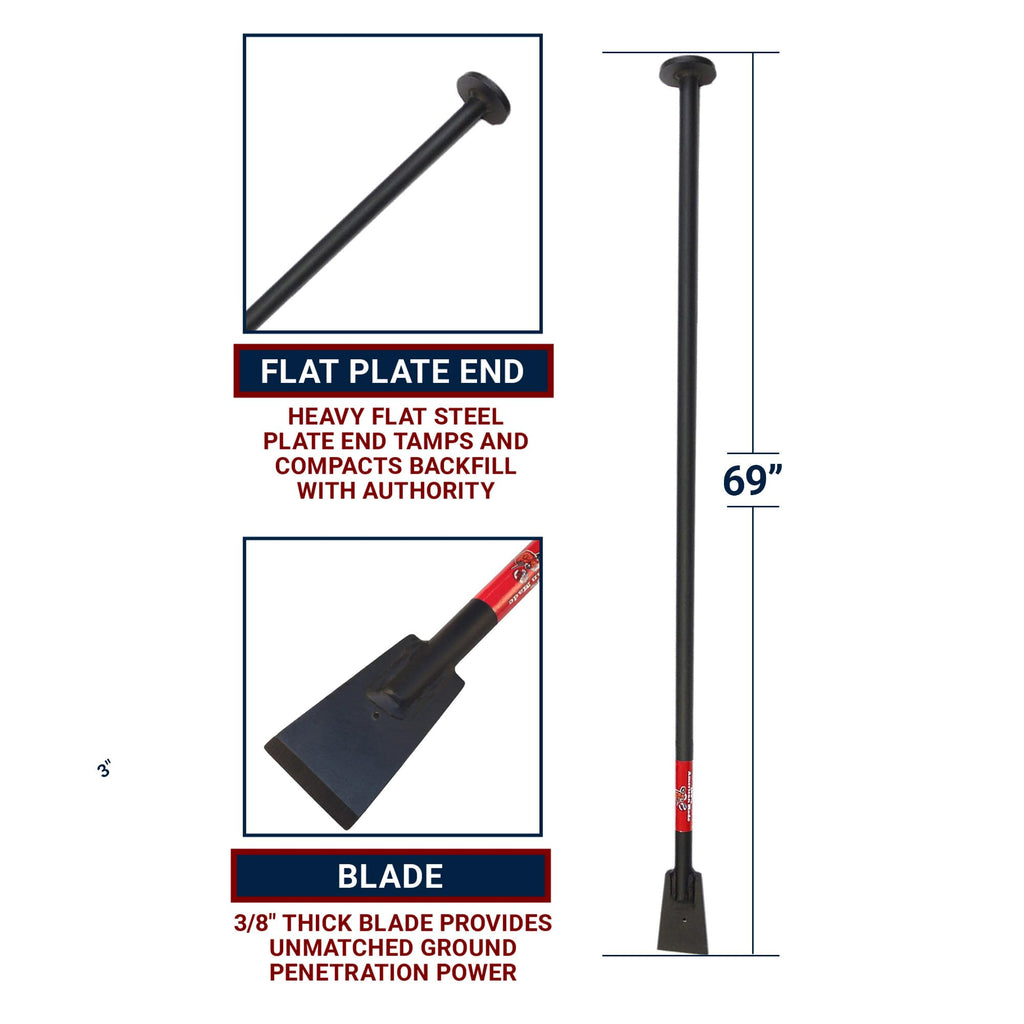 Bully Tools Steel Tamping and Digging Bar, 3/8 in Thick Blade