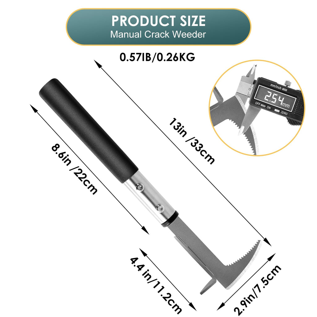 BARAYSTUS Crack Weeder, Stainless Steel Manual Crevice Weeding Tool,13" Weed Grabber Remover, L-Shaped Manual Weeder Puller, Durable Crevice Weeding Tool for Sidewalk Garden Patio Lawn