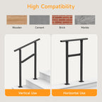 Hand Rails for Outdoor Steps, 2-5 Steps Wrought Iron Handrails for Outdoor Steps, Stair Railing for Porch, Home, Garden, Indoor, Staircase Handrails for Wooden, Cement, Brick, Marble (5 Steps)