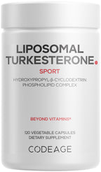 Codeage Turkesterone Supplement, 4-Month Supply, Hydroxypropyl-β-Cyclodextrin, Liposomal Delivery, Sports, Pre & Post-Workouts, Ajuga Turkestanica, Vegan, Gluten-Free, Non-GMO - 120 Capsules