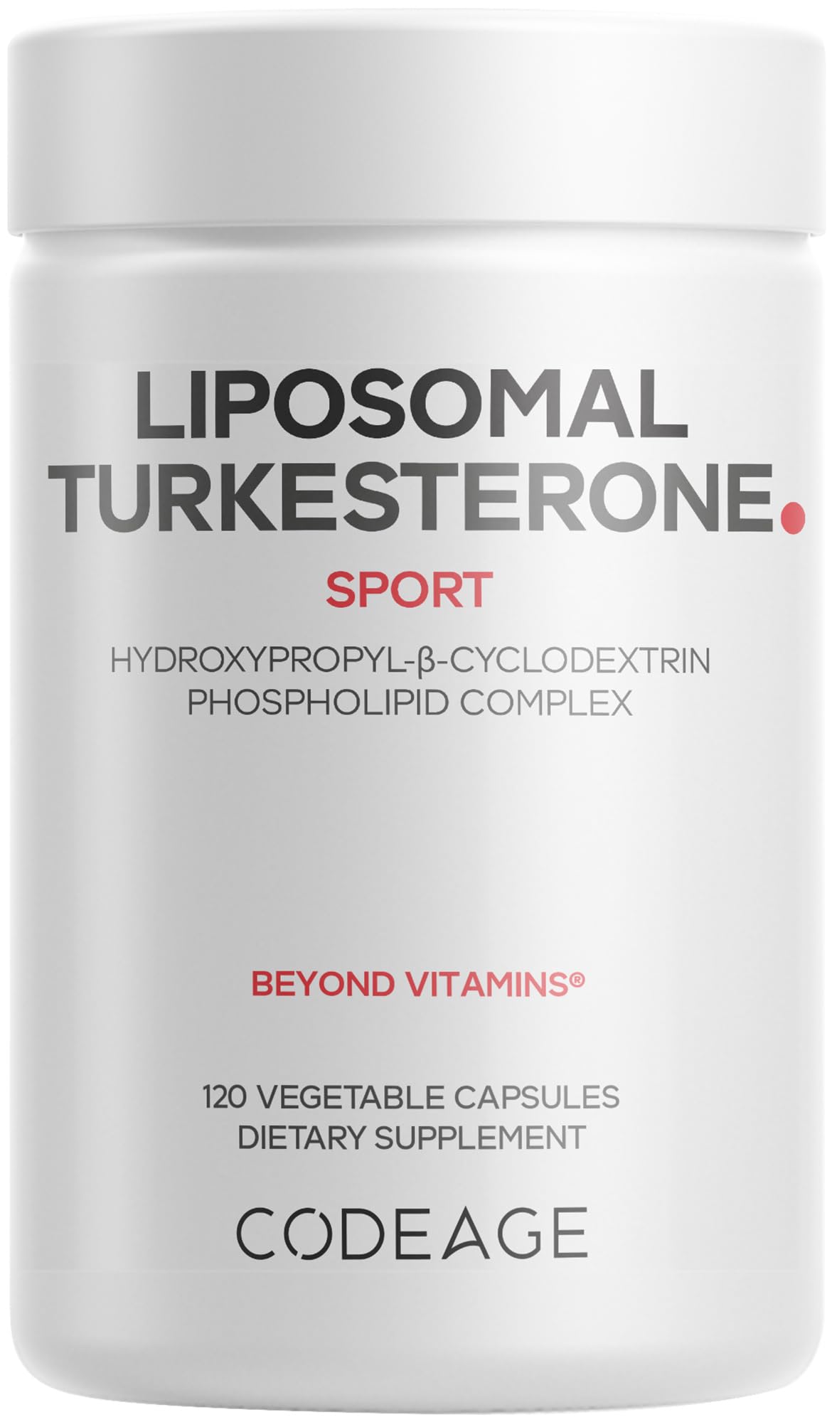 Codeage Turkesterone Supplement, 4-Month Supply, Hydroxypropyl-β-Cyclodextrin, Liposomal Delivery, Sports, Pre & Post-Workouts, Ajuga Turkestanica, Vegan, Gluten-Free, Non-GMO - 120 Capsules