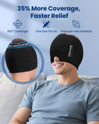 ONLYCARE Migraine Relief Cap, Upgraded Headache Relief Cap with Odorless Reusable Gel Head Wrap, Soothing Face Ice Pack Mask Products with Hot & Cold Therapy for Tension, Stress, Hangover & Puffy Eyes