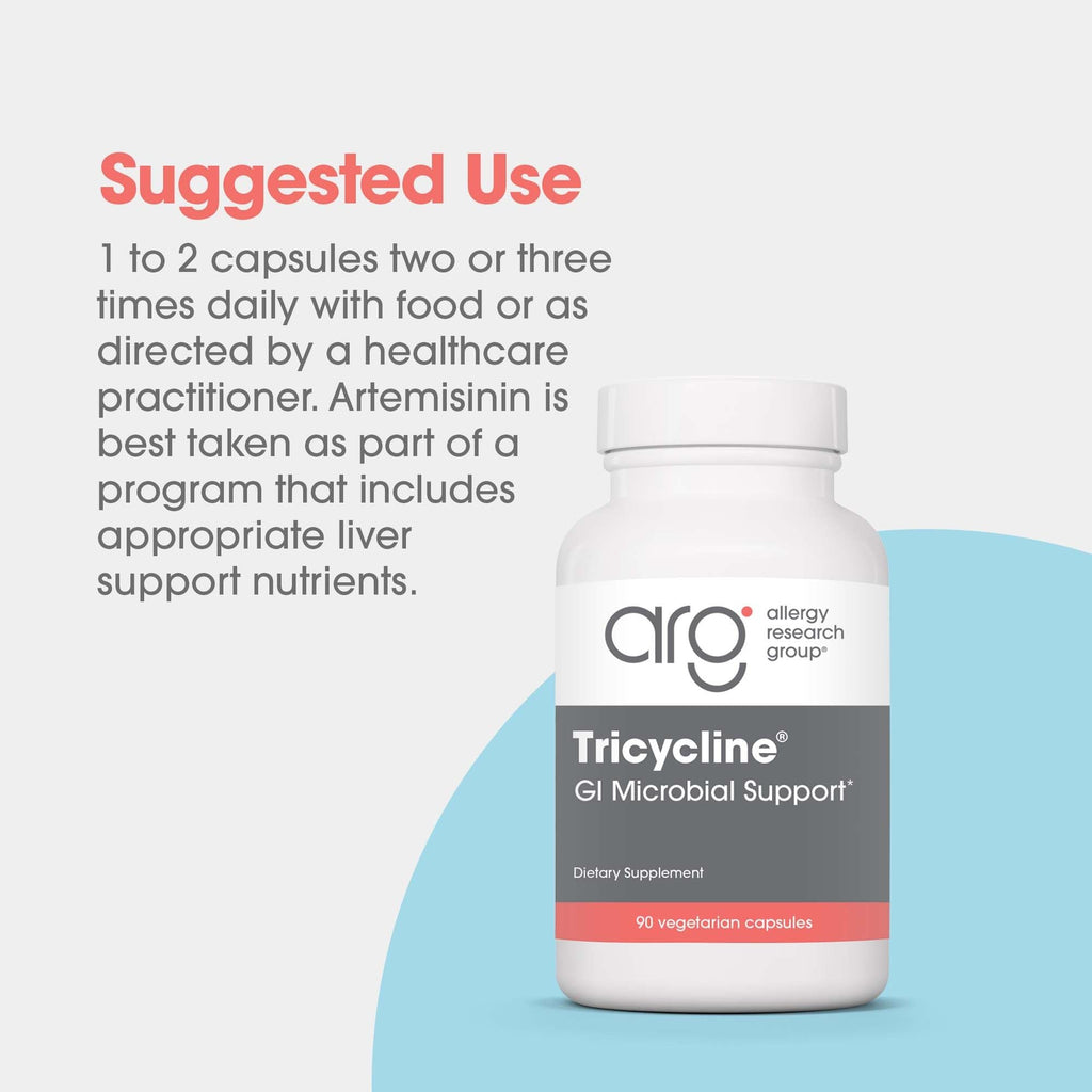 Allergy Research Group ARG Tricycline - Gut Health Supplement with Berberine & Artemisinin - Digestive & Microbiome Support - Botanical Blend - Vegetarian - 45 Servings - 90 Capsules