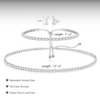 LULII Tennis Necklace Set for Women Dainty Sterling Silver Necklace and Earring Sets Diamond Stud Earrings Tennis Bracelets Wedding Jewelry for Bride Silver Jewelry Sets for Women Gift
