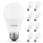 LUXRITE A19 LED Light Bulb 60 Watt Equivalent, Non Dimmable, CRI80, 3000K Soft White, 800LM, Standard LED Light Bulbs 8W, E26 Base, Enclosed Fixture Rated, Damp Rated, ETL Listed (8 Pack)
