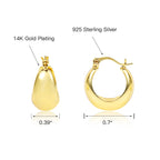 KISSPAT 14K Gold Plated Small Chunky Huggie Hoop Earrings for Women