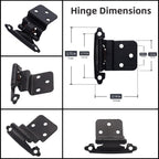 DecoBasics 3/8" Inset Cabinet Hinges Black (25 Pair -50 Pcs) Offset Self Closing Matte Black Cabinet Hinges for Kitchen Cabinets w/Bumpers & Upgraded Screws