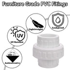 Carvedexquisitely 2" PVC Union Coupling Pipe Fitting (actual diameter 2.37") PVC Adapter Schedule 40(Socket x Socket), EPDM O-Ring, White 2 Pack